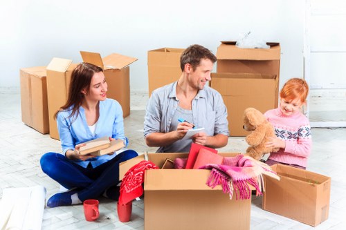 Organised moving boxes and packing supplies ready for collection in Streatham