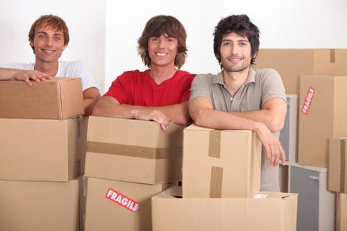Local house movers unloading boxes at a Streatham residential property